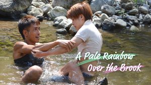 Cầu vồng nhợt nhạt trong dòng suối róc rách